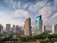 Its a nice sunrise picture of Jakarta City